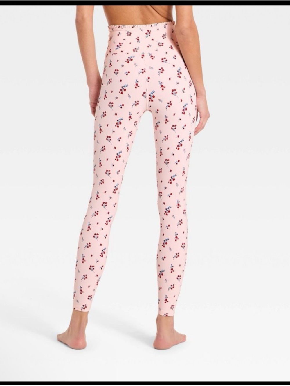 all in motion Pink Floral High-Rise Leggings Ruffle Crossover 7/8 - Picture 3 of 7